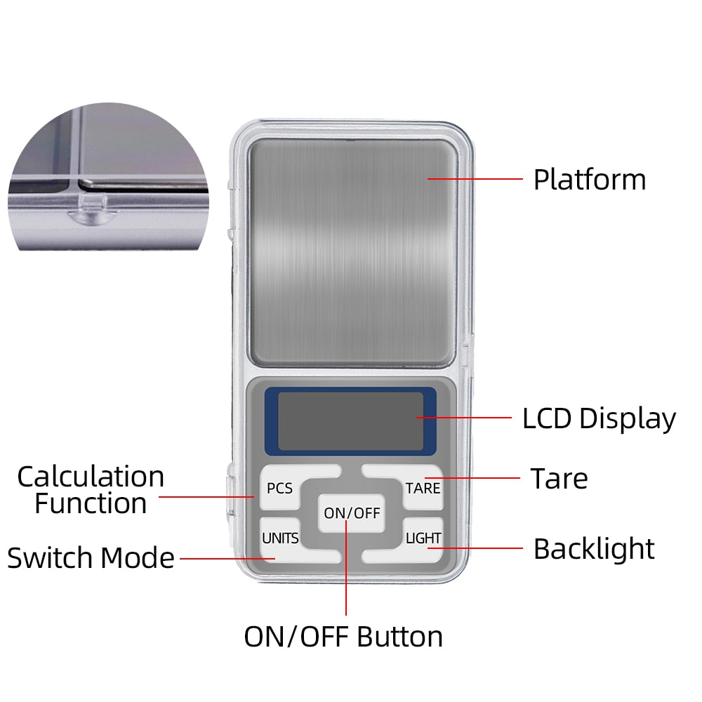 Digital Diamond Pocket Scale 500g/0.01g - 1000g/0.1g