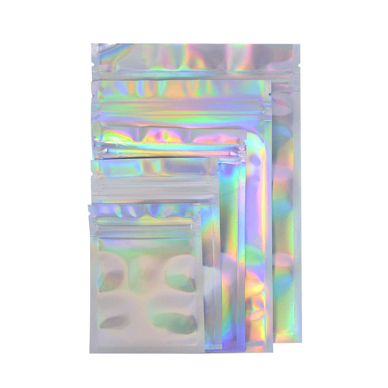 20pcs Iridescent  Hologram zip lock bags